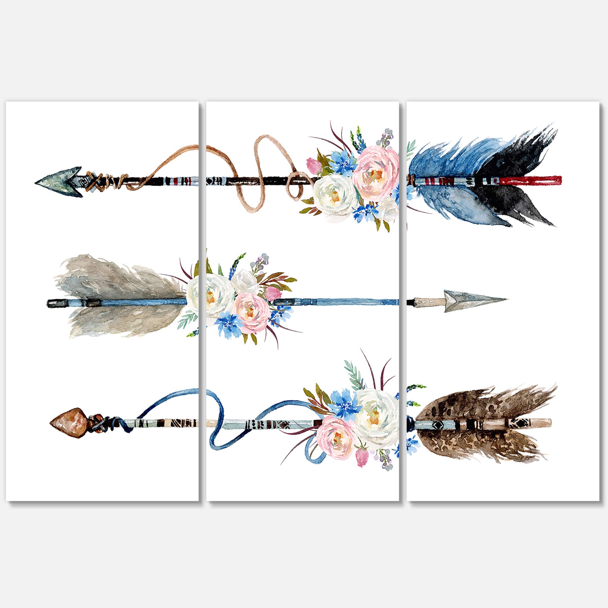 Designart - Ethnic Feathers and Flowers On Native Arrows I